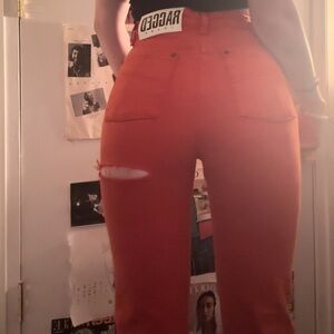 RARE free people// ragged priest back slash mom red jeans size 26